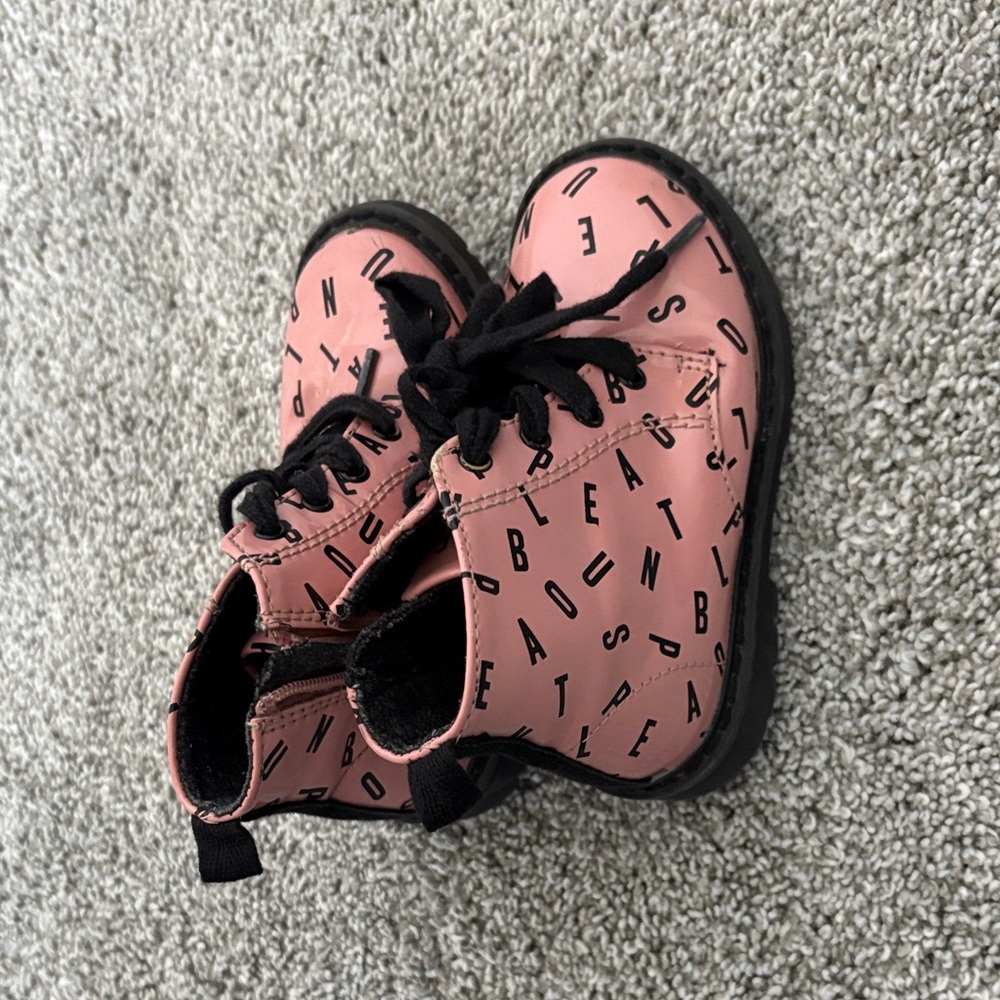 Zara Kids Pink Boots with Black Laces